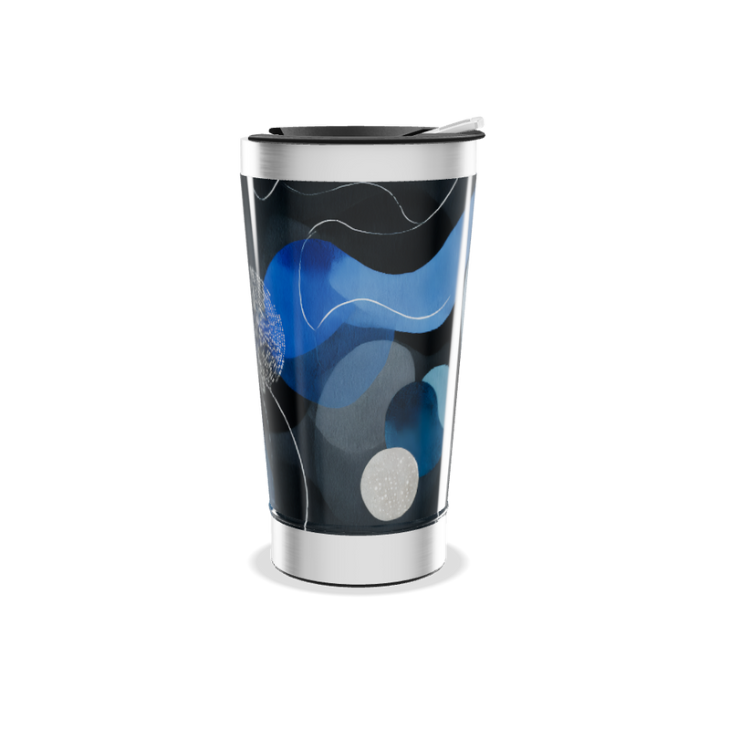 Copo Térmico - Azul com Estampa Abstrata