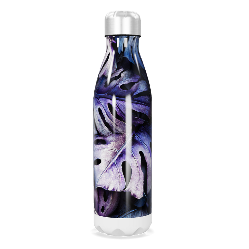 Garrafa Inox - Estampa Folhas Roxas
