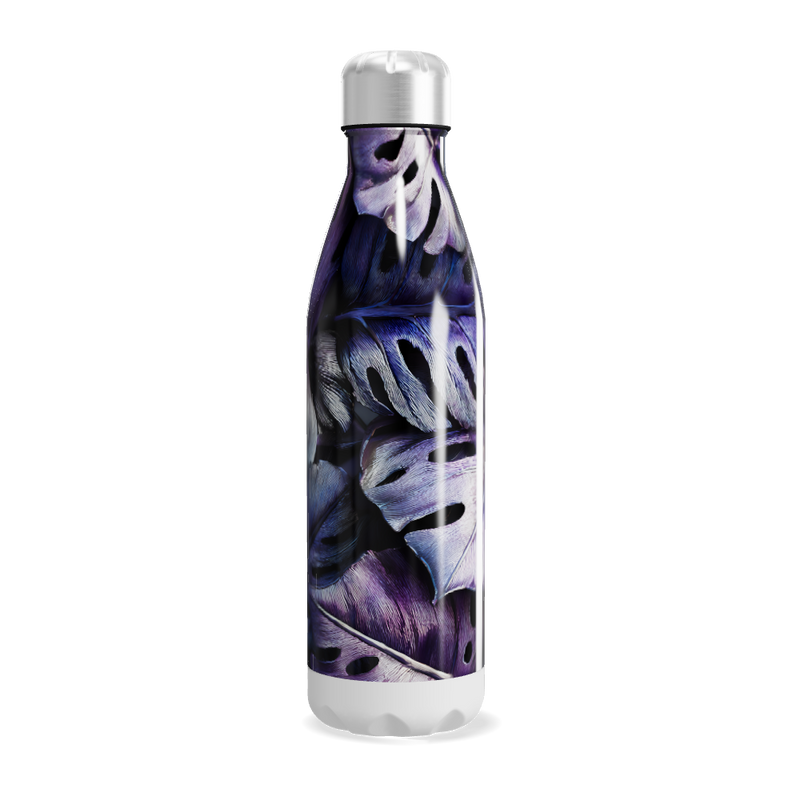 Garrafa Inox - Estampa Folhas Roxas