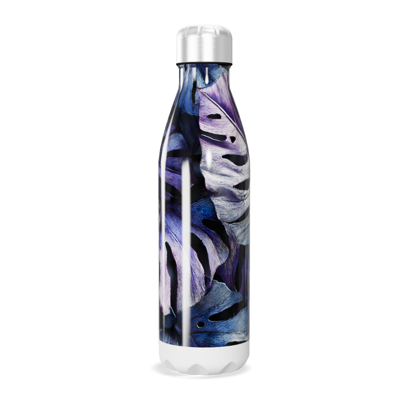 Garrafa Inox - Estampa Folhas Roxas