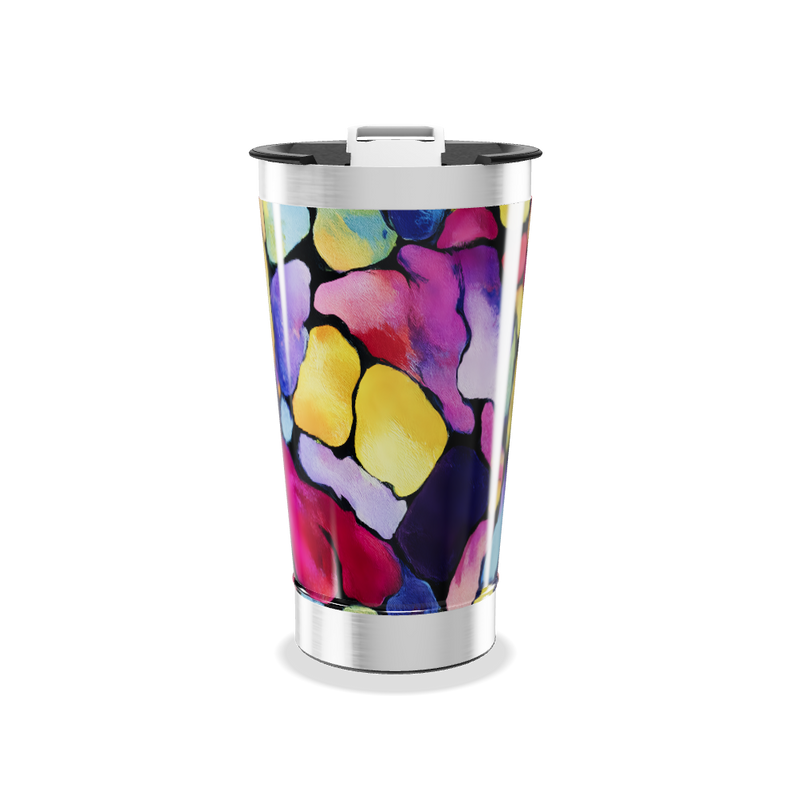 Copo Térmico - Colorido Abstrato Aço Inox
