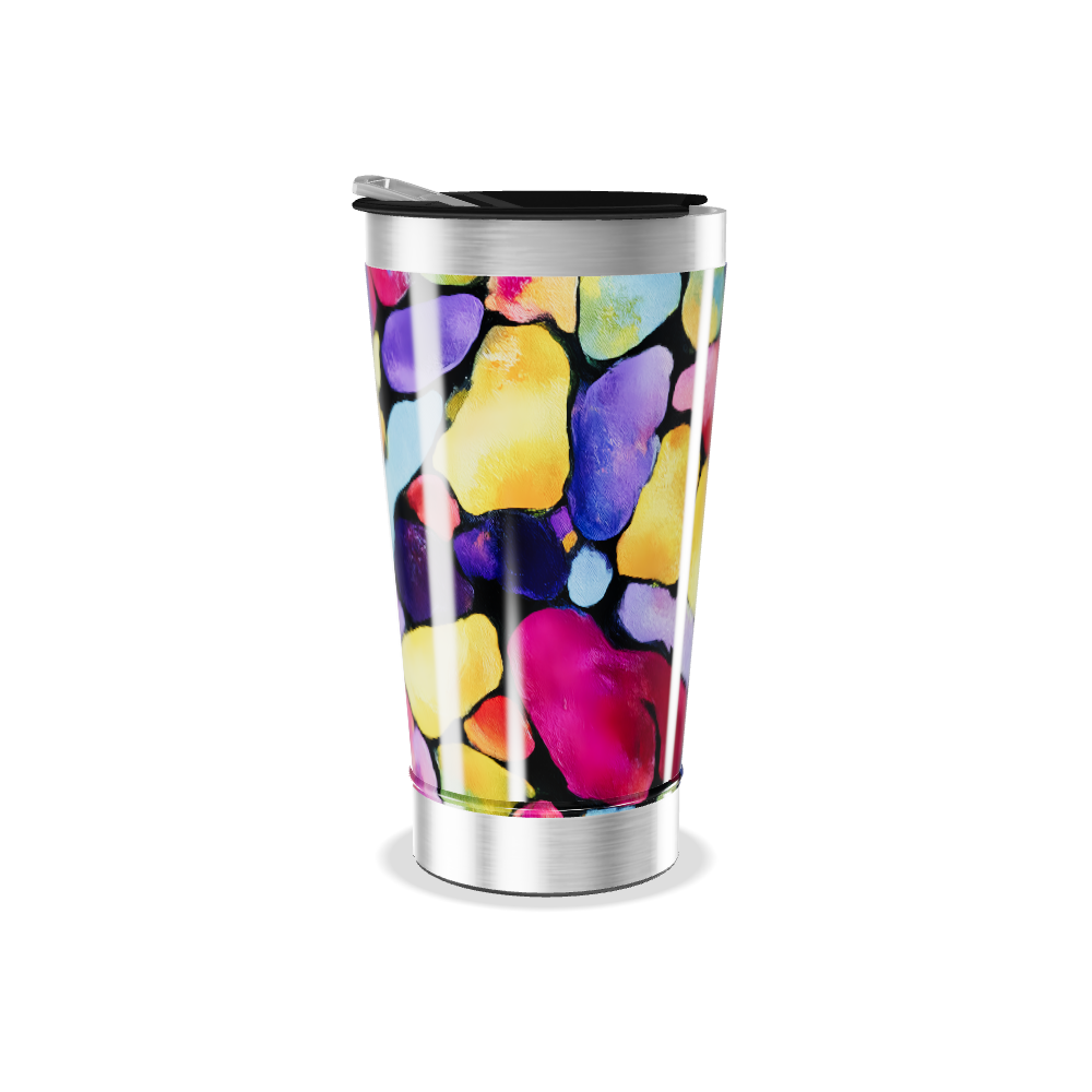 Copo Térmico - Colorido Abstrato Aço Inox