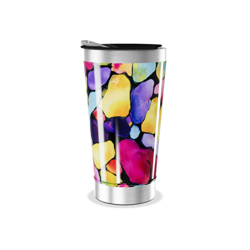 Copo Térmico - Colorido Abstrato Aço Inox