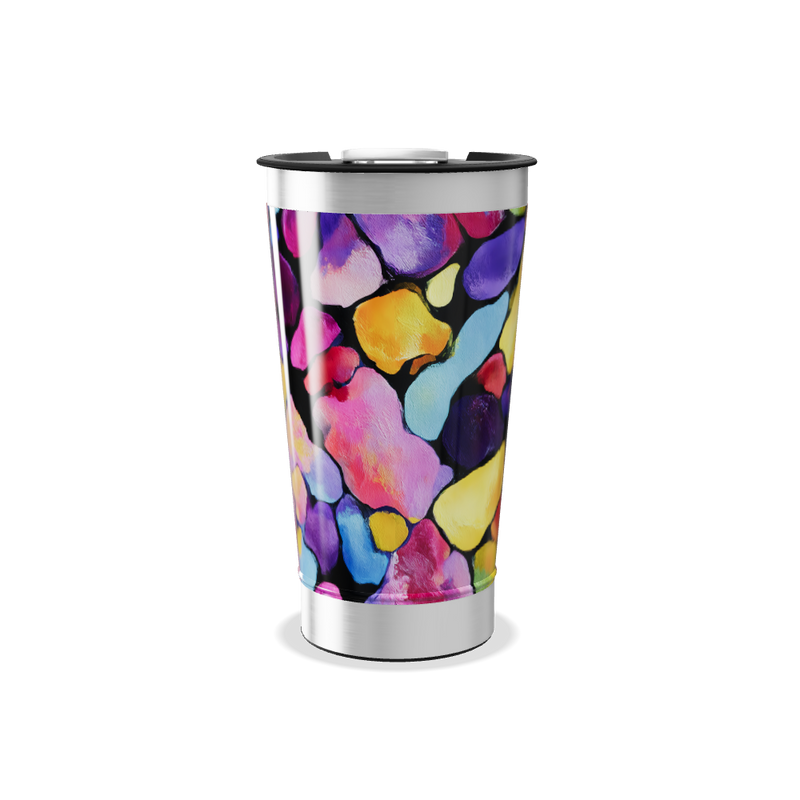 Copo Térmico - Colorido Abstrato Aço Inox