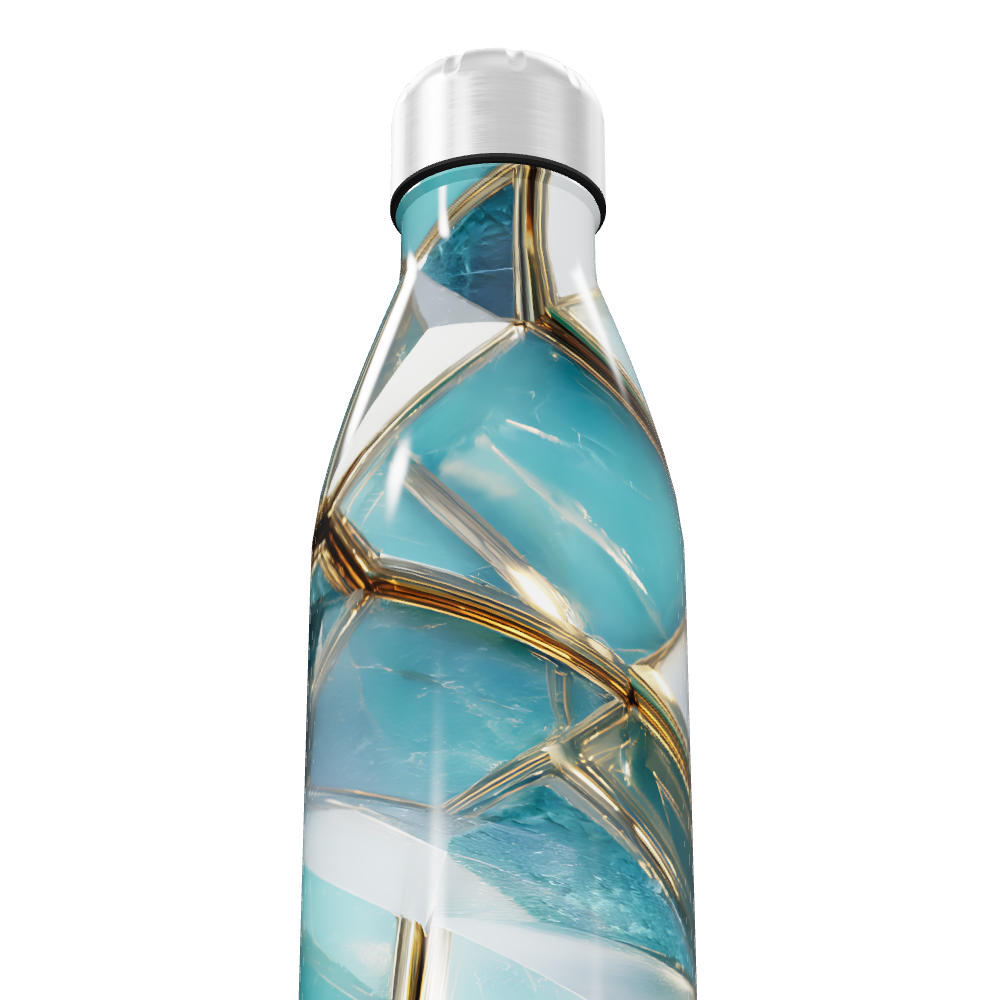 Garrafa Inox - Azul Dourado Marmorizado