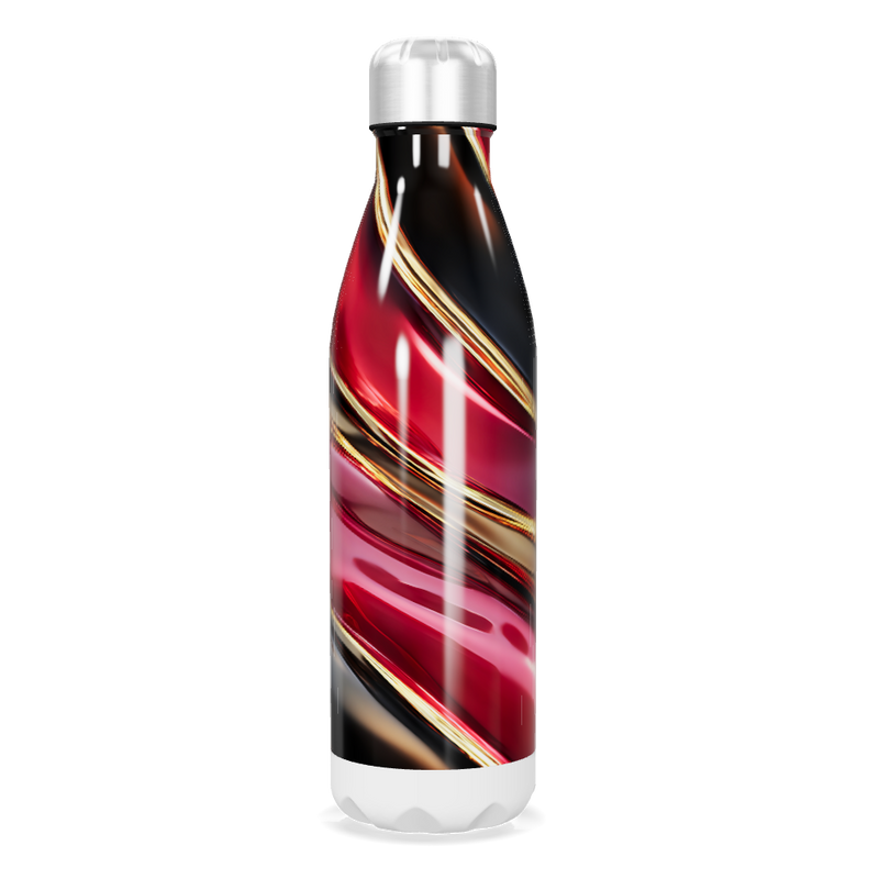 Garrafa Inox - Vermelha com Listras Elegantes