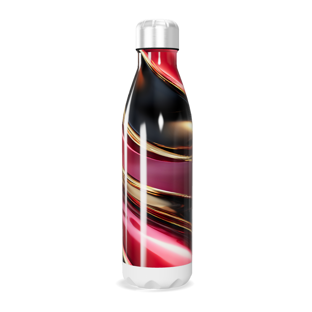 Garrafa Inox - Vermelha com Listras Elegantes