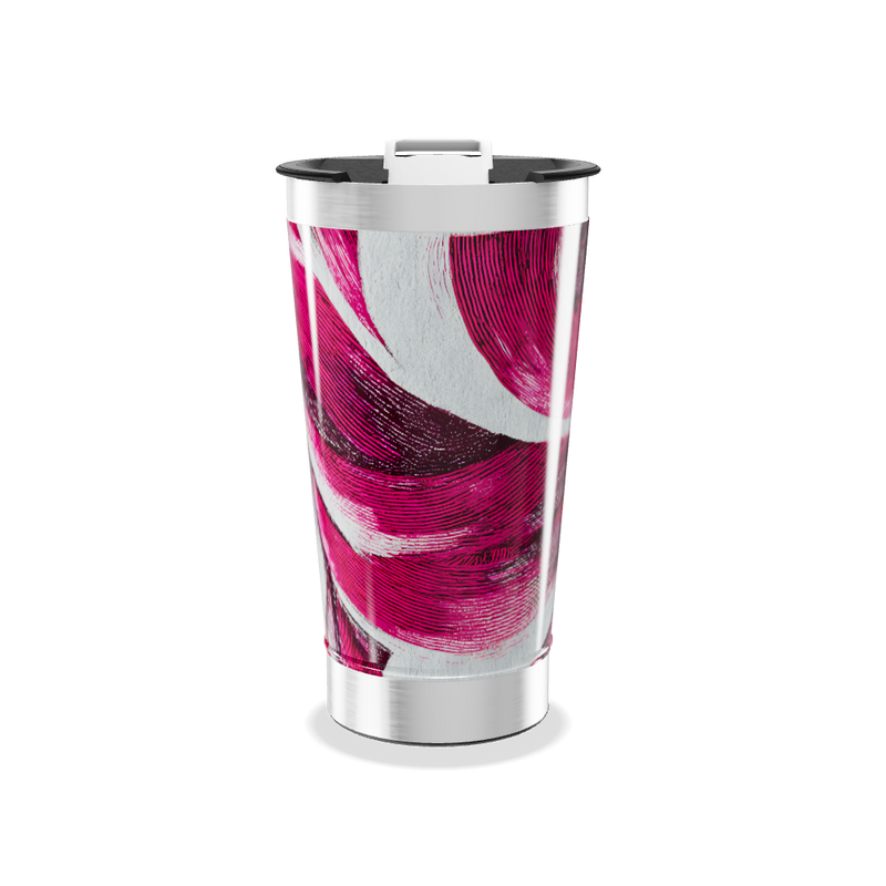 Copo Térmico - Estampa Rosa Abstrata