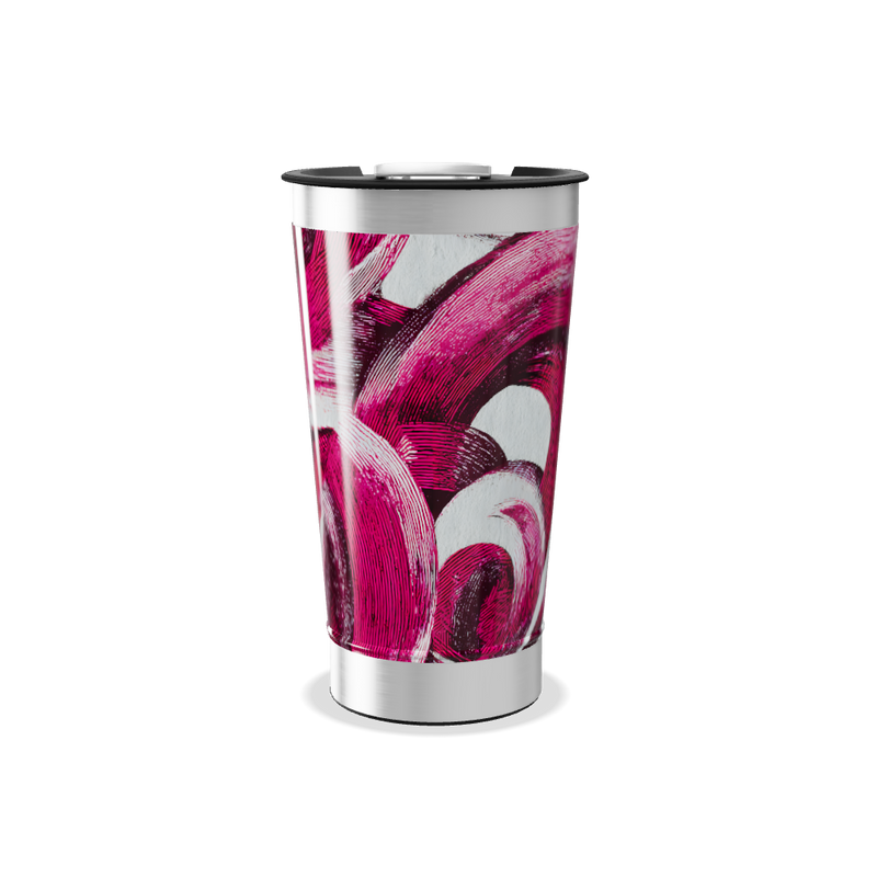 Copo Térmico - Estampa Rosa Abstrata