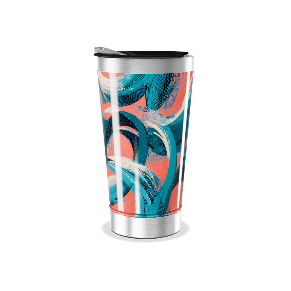 Copo Térmico - Azul e Coral Abstrato