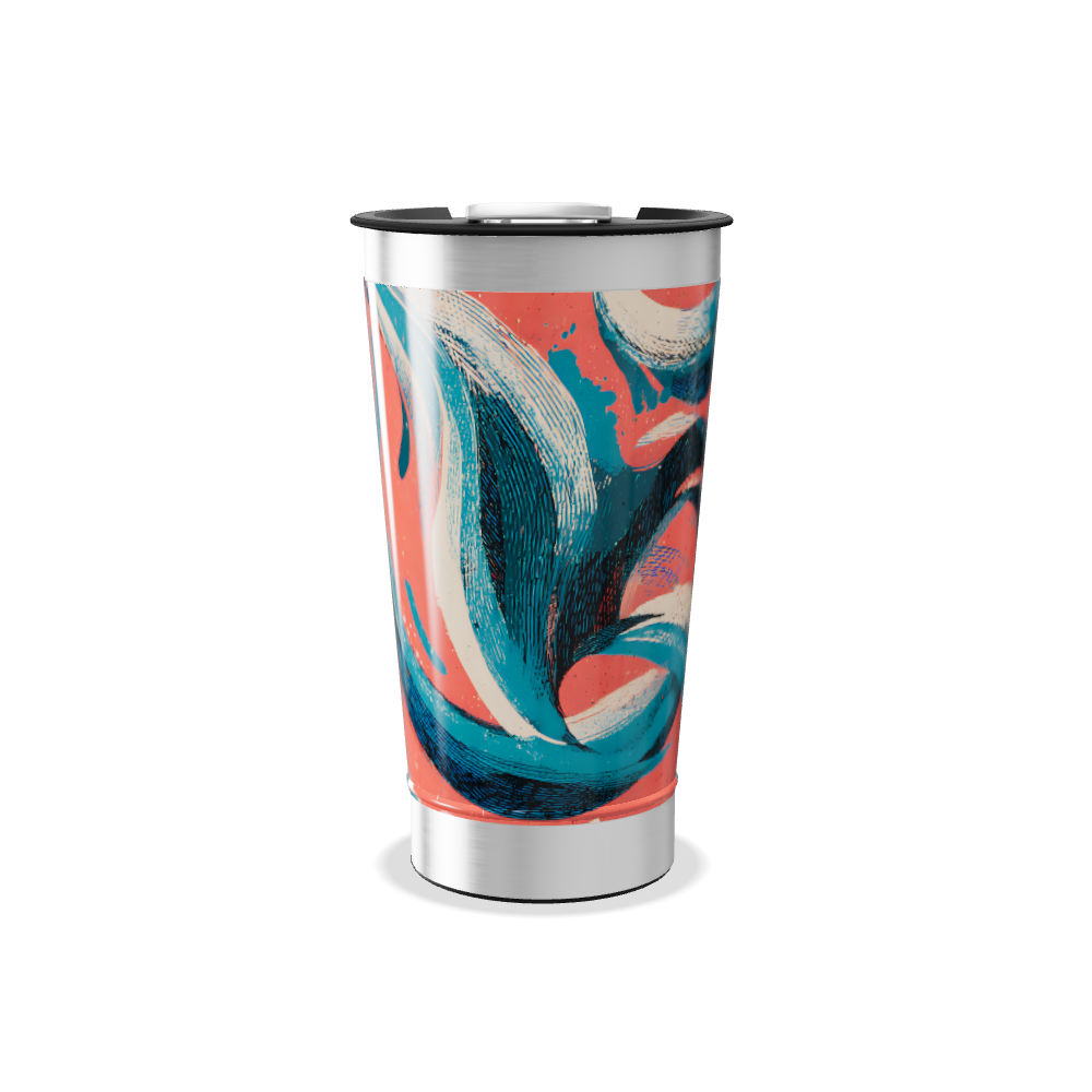 Copo Térmico - Azul e Coral Abstrato