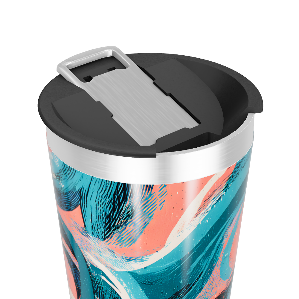 Copo Térmico - Azul e Coral Abstrato