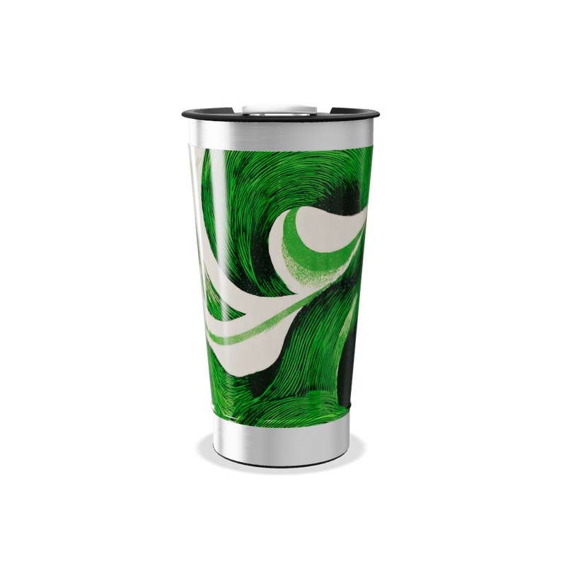 Copo Térmico - Verde com Estampa Abstrata