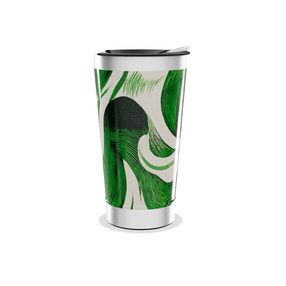 Copo Térmico - Verde com Estampa Abstrata