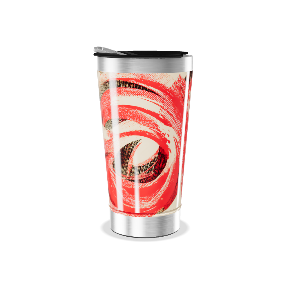Copo Térmico - Estampa Vermelha Abstrata