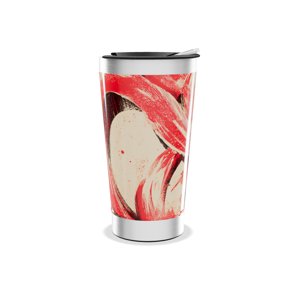 Copo Térmico - Estampa Vermelha Abstrata