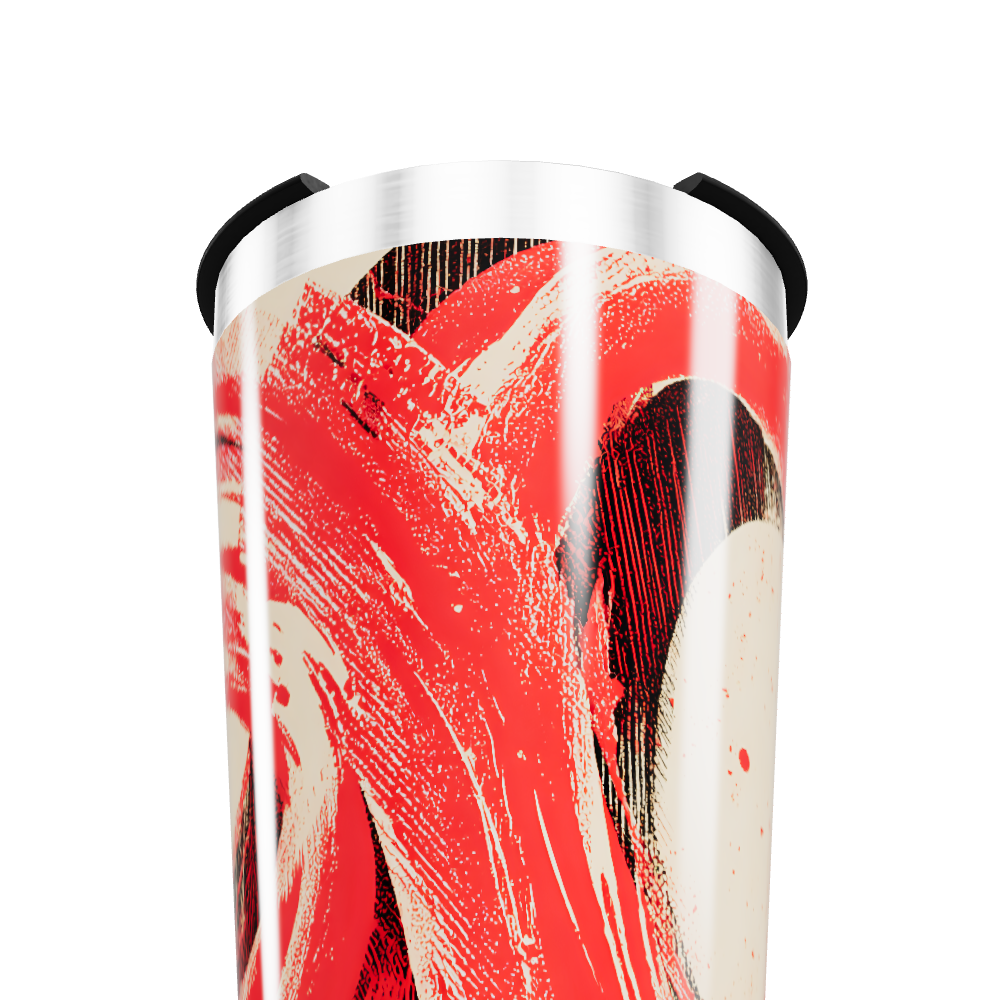 Copo Térmico - Estampa Vermelha Abstrata