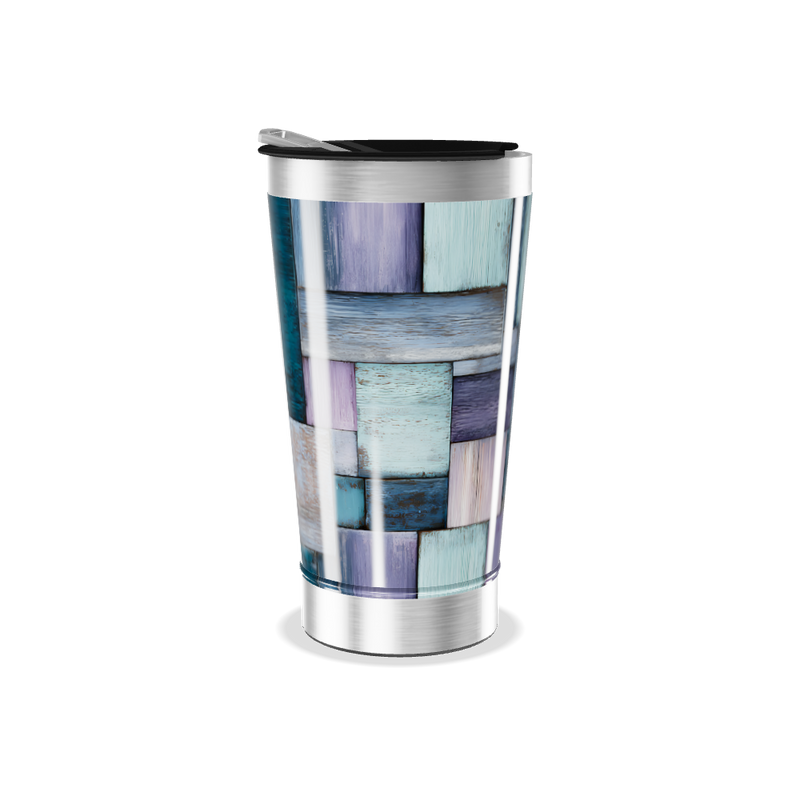 Copo Térmico - Estampa Madeira Colorida