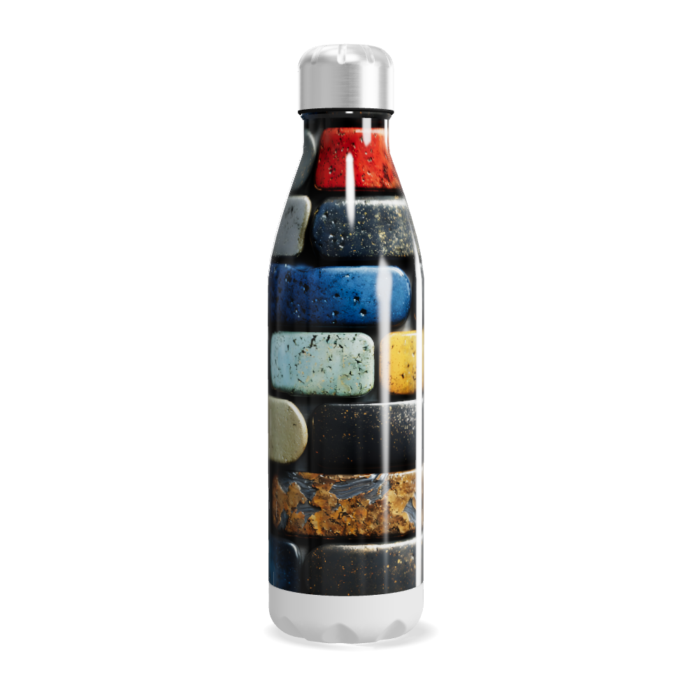 Garrafa Inox Estampada Pedras Coloridas