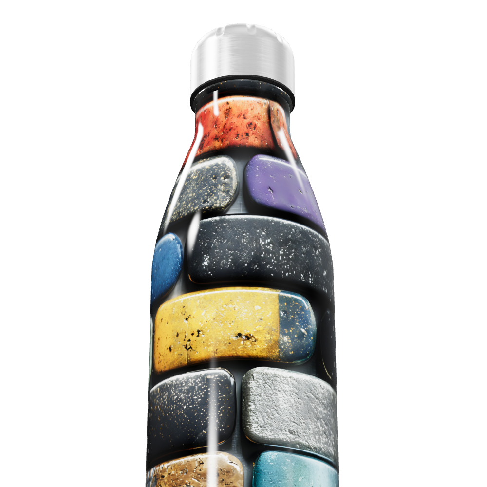 Garrafa Inox Estampada Pedras Coloridas