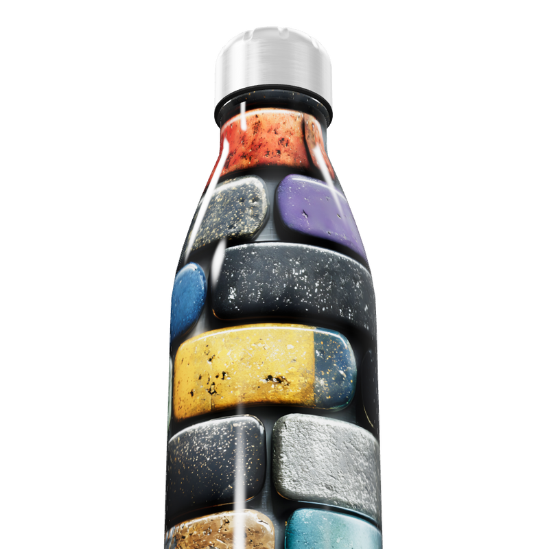 Garrafa Inox Estampada Pedras Coloridas