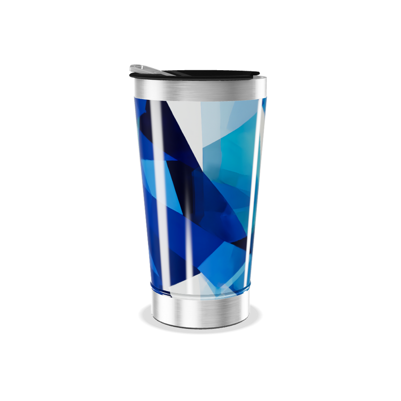 Copo Térmico - Azul com Estampa Geométrica