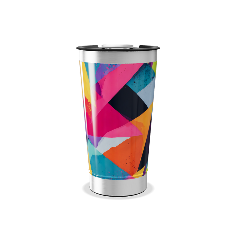 Copo Térmico - Colorido Geométrico Aço Inox