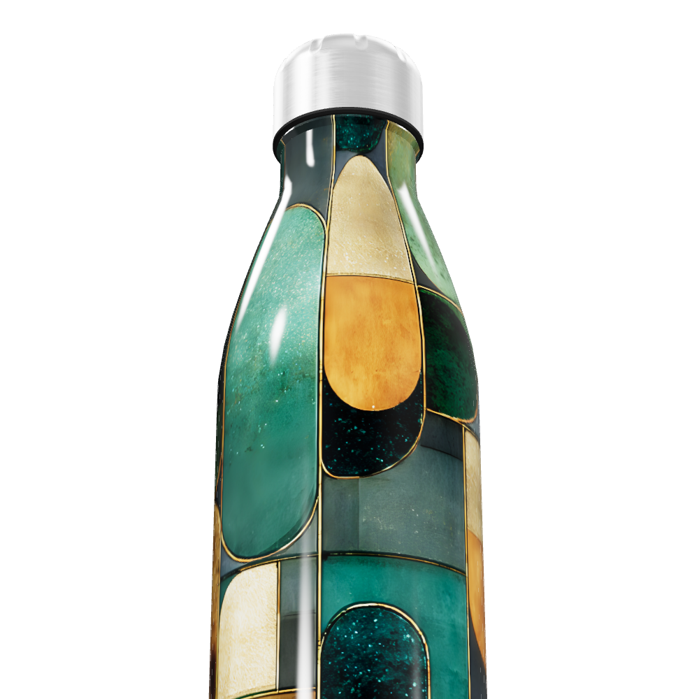 Garrafa Inox Verde - Estampa Geométrica