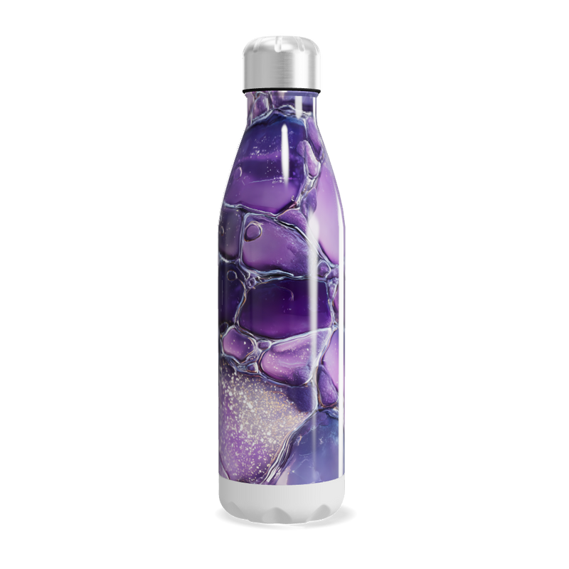 Garrafa Inox - Roxa com Design Marmorizado