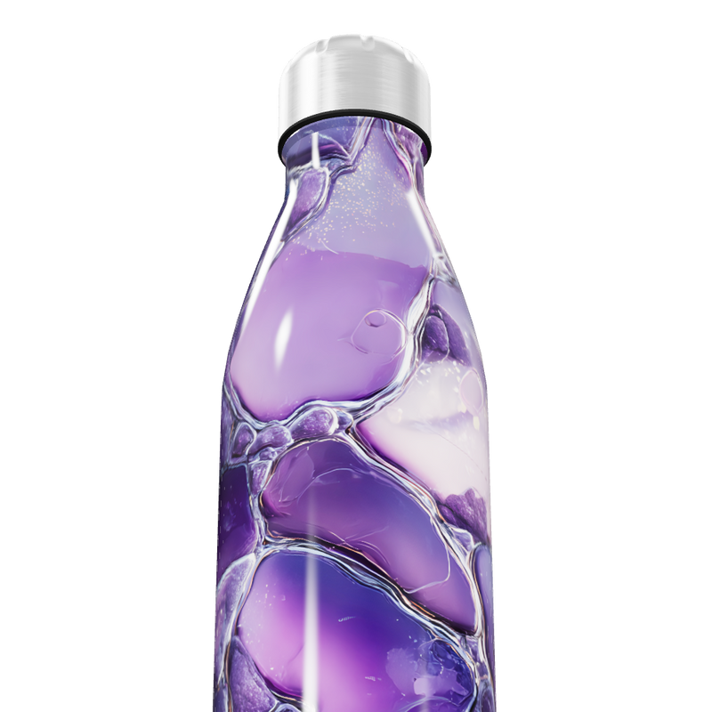Garrafa Inox - Roxa com Design Marmorizado