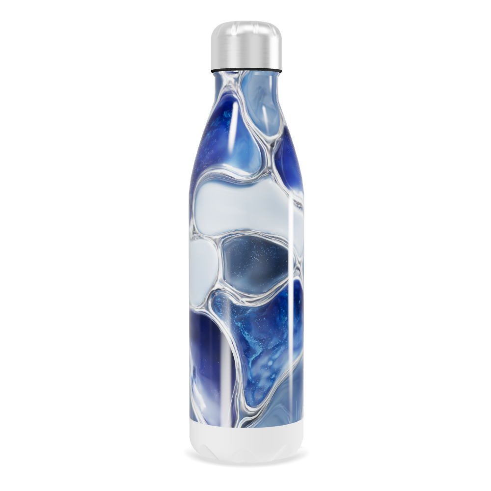 Garrafa Inox Azul - Design Marmorizado