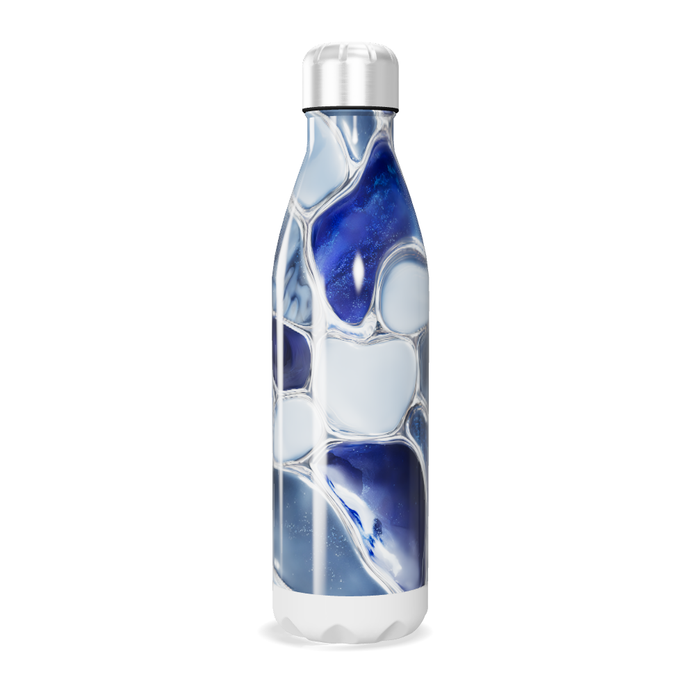 Garrafa Inox Azul - Design Marmorizado