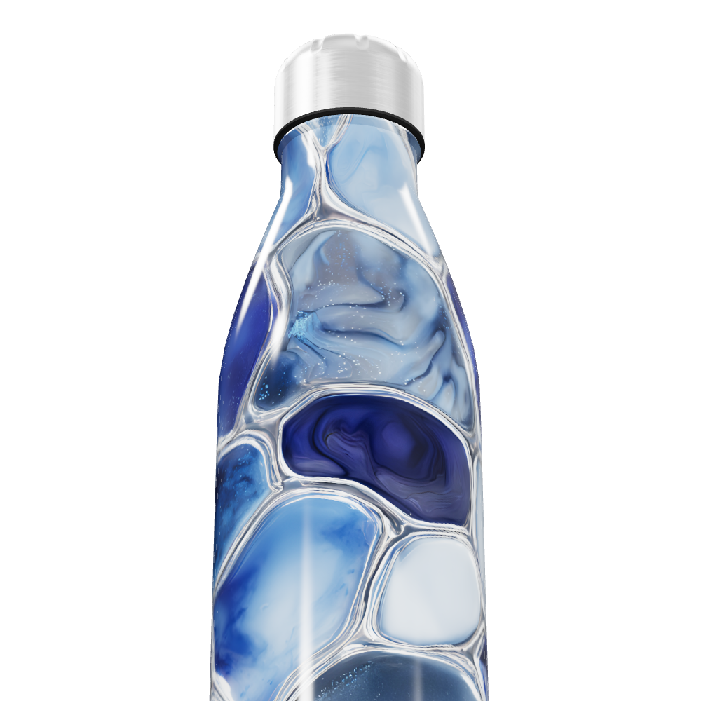 Garrafa Inox Azul - Design Marmorizado