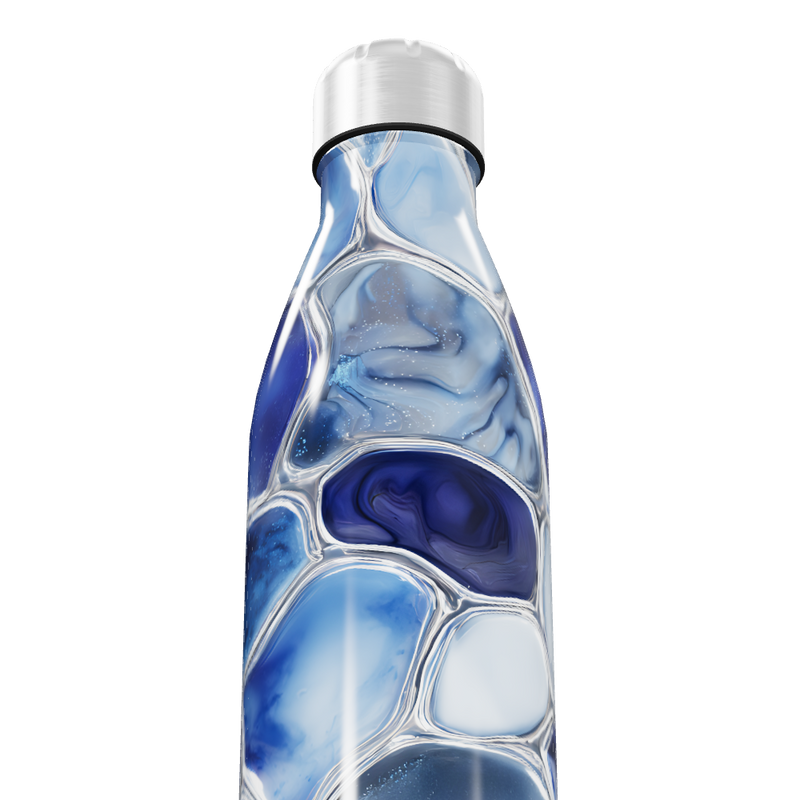 Garrafa Inox Azul - Design Marmorizado