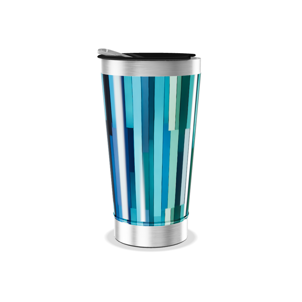 Copo Térmico - Azul com Listras Verticais