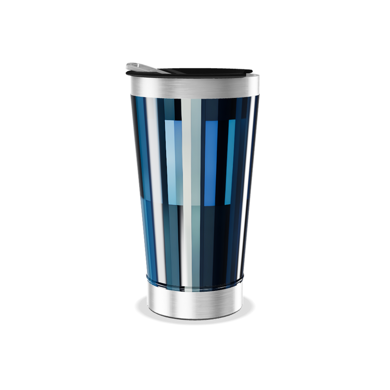 Copo Térmico - Azul com Listras Geométricas