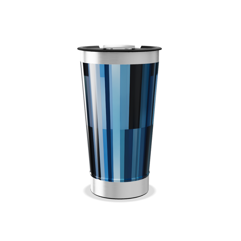 Copo Térmico - Azul com Listras Geométricas