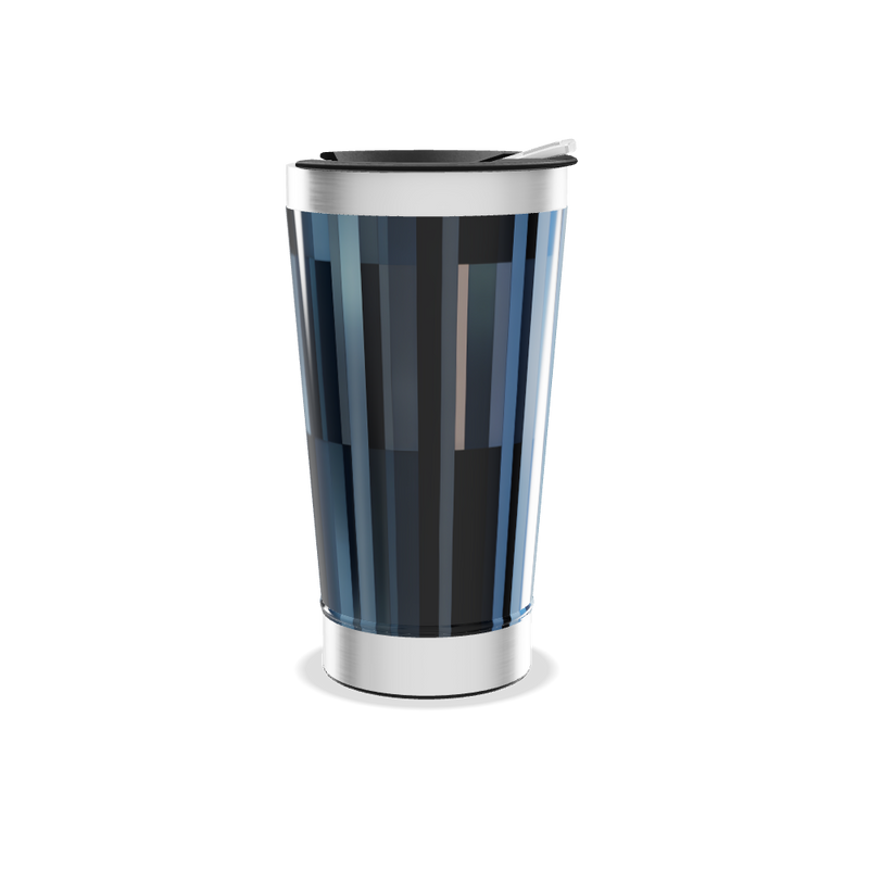 Copo Térmico - Azul com Listras Geométricas