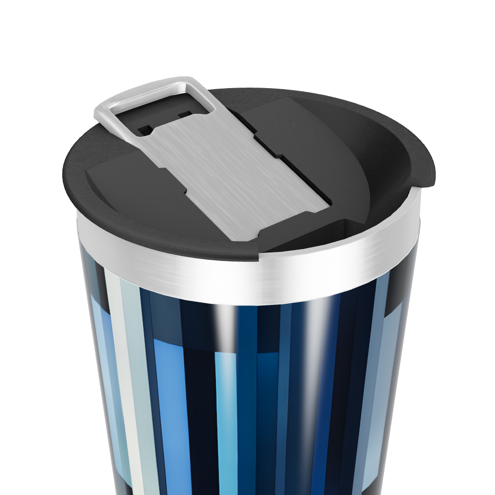 Copo Térmico - Azul com Listras Geométricas