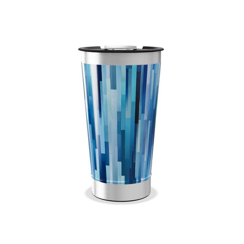 Copo Térmico - Azul com Estampa Listrada