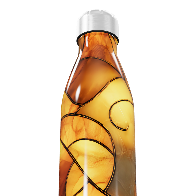 Garrafa Inox Estampa Abstrata Marrom