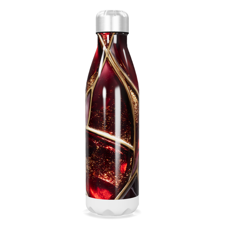 Garrafa Inox - Vermelha com Detalhes Dourados