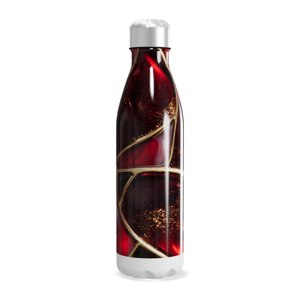 Garrafa Inox - Vermelha com Detalhes Dourados