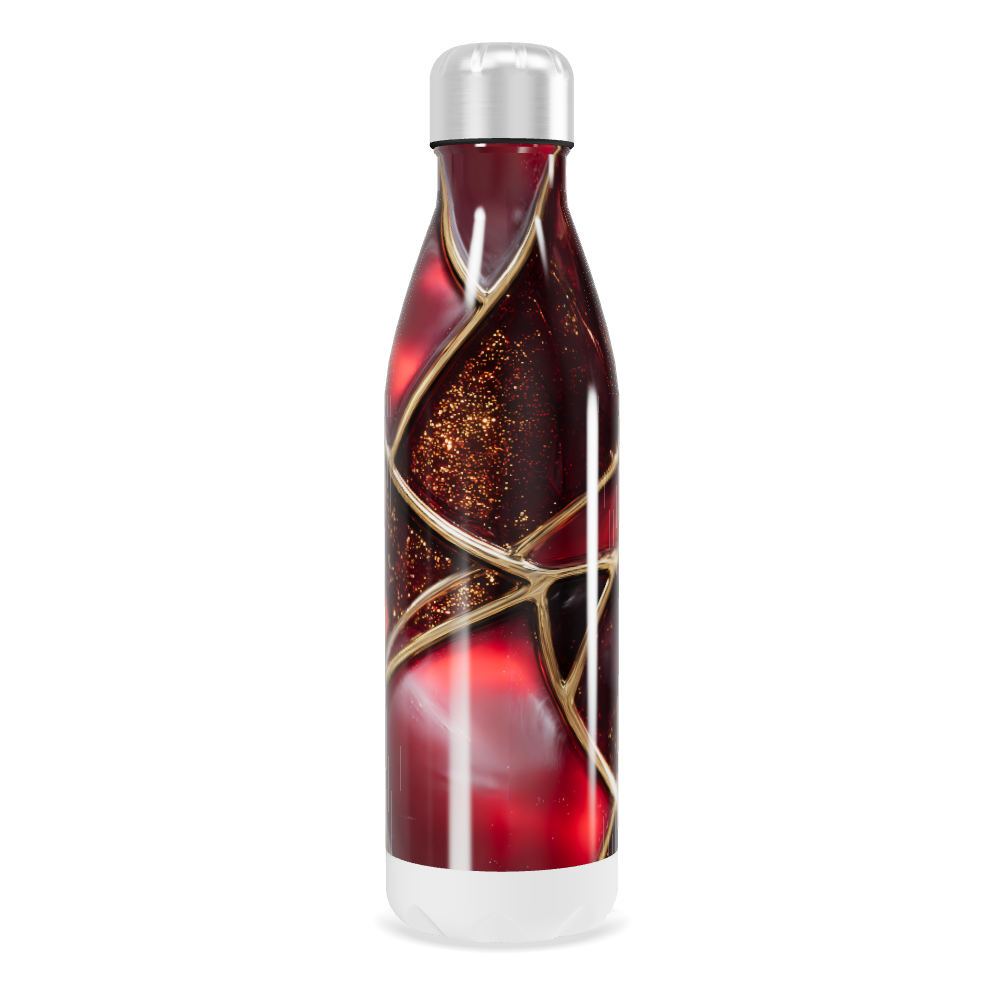 Garrafa Inox - Vermelha com Detalhes Dourados