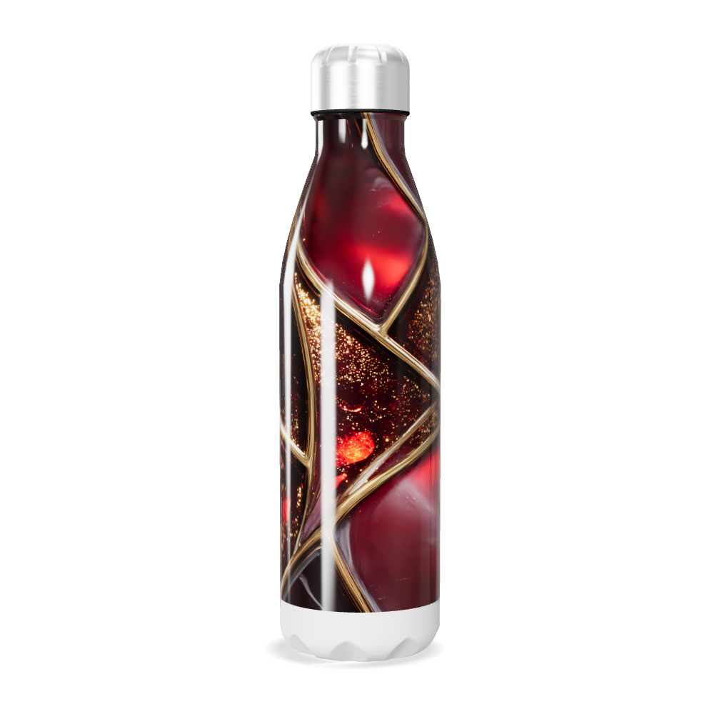 Garrafa Inox - Vermelha com Detalhes Dourados