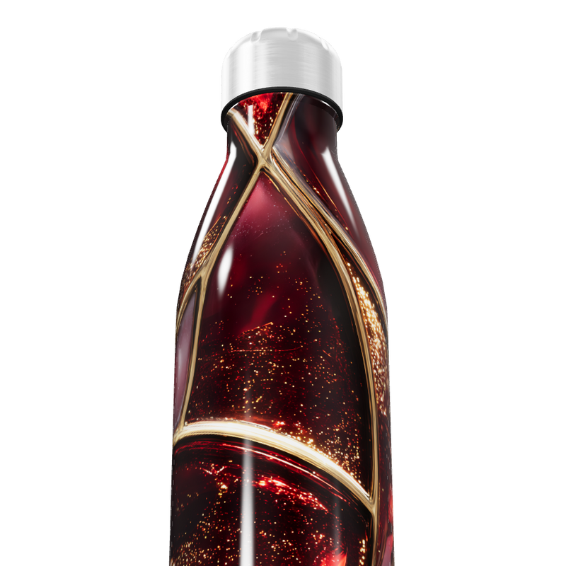 Garrafa Inox - Vermelha com Detalhes Dourados