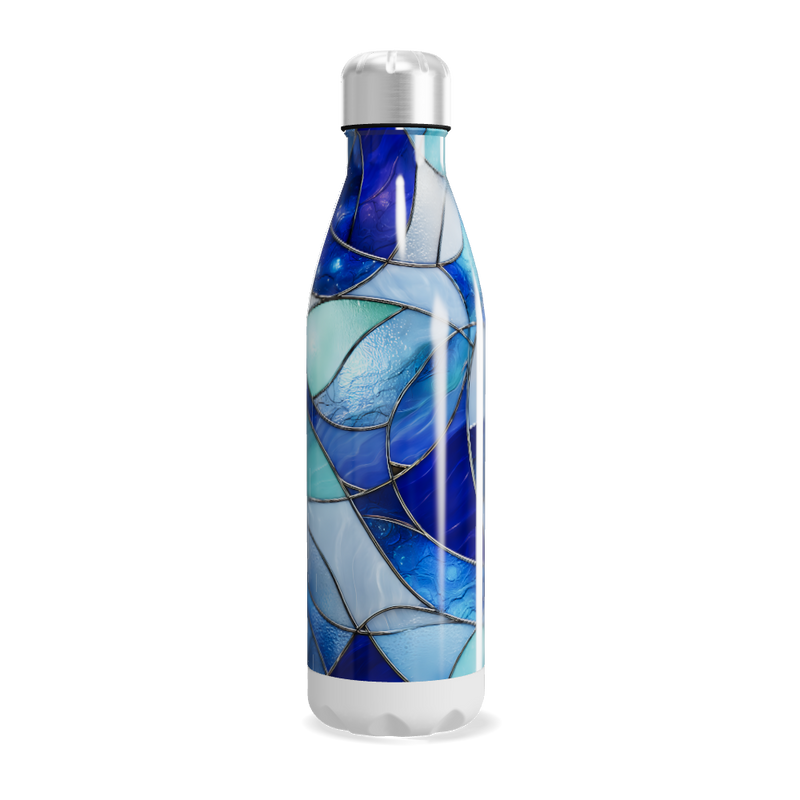Garrafa Inox - Azul com Estampa Abstrata