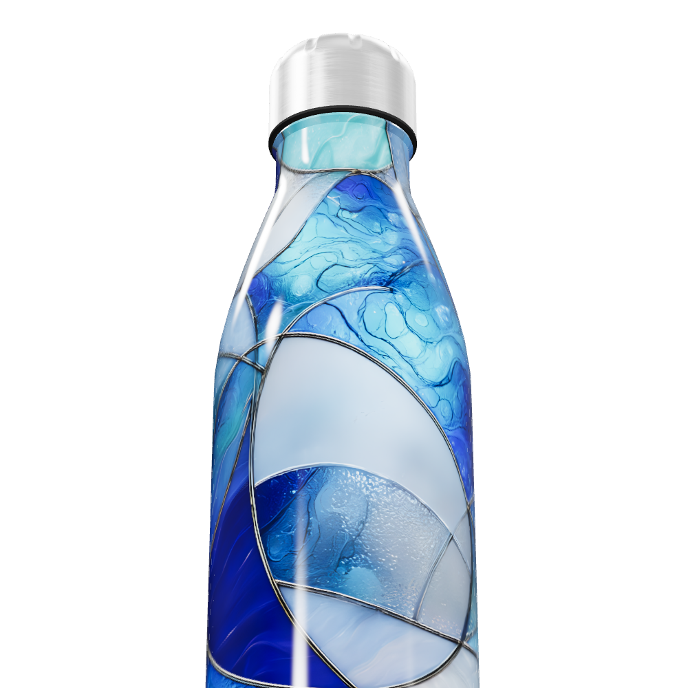 Garrafa Inox - Azul com Estampa Abstrata