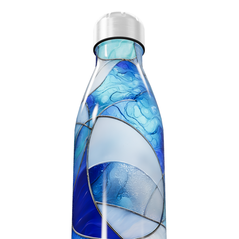 Garrafa Inox - Azul com Estampa Abstrata