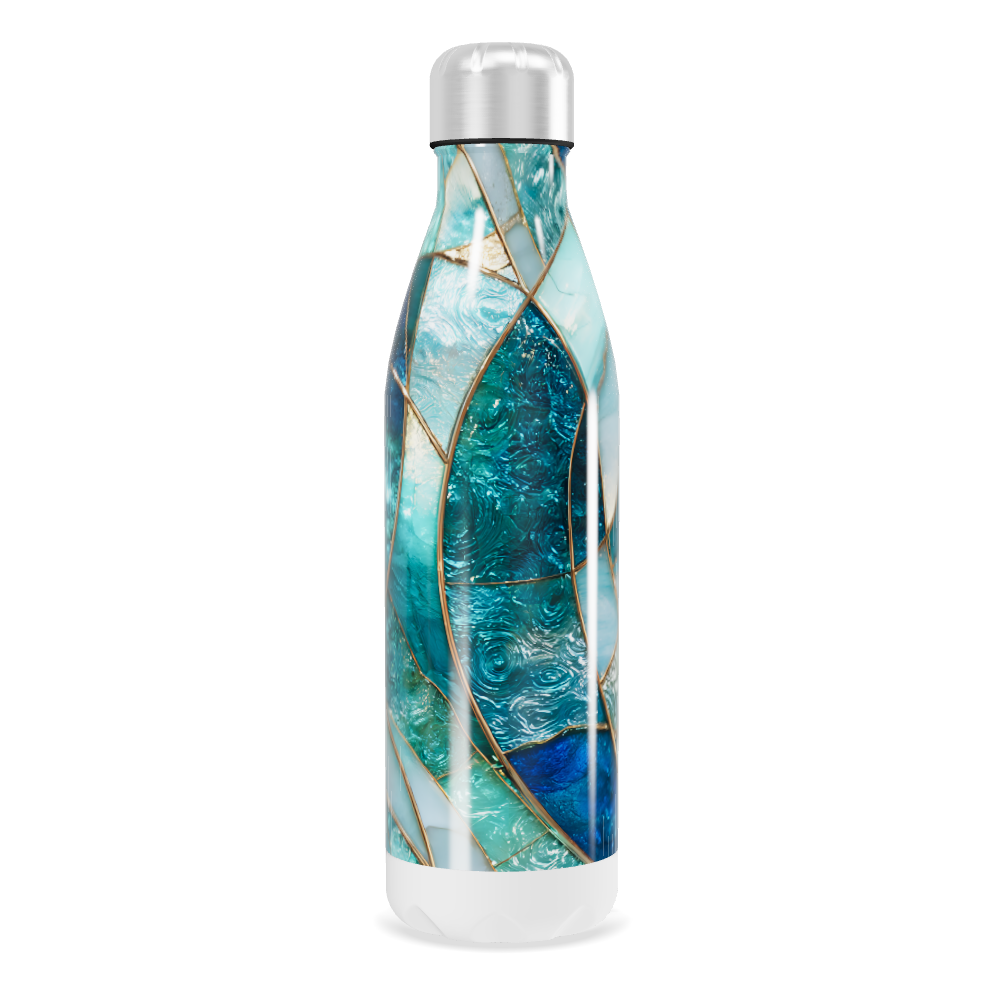 Garrafa Inox - Estampa Azul e Dourada